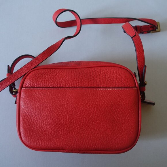 J. Crew Signet Crossbody camera Leather Bag Purse in Italian Leather Red - Picture 3 of 14